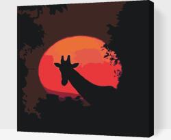  Festés számok szerint - Zsiráf piros holddal Méret: 50x50cm, Keretezés: Kartonlemezen