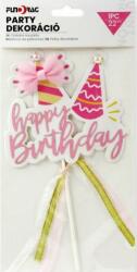  Torta dekoráció Happy Birthday rózsaszín 22cm 632807