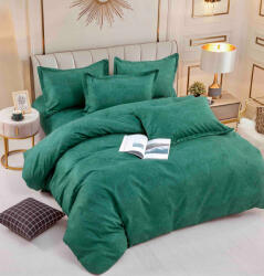 Jojo Home Lenjerie pat single, bumbac finet, 4 piese, verde cu motiv floral-A574 (A574) Lenjerie de pat