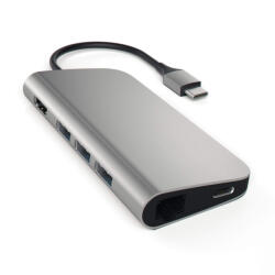 Satechi Aluminium Type-C Multi-Port Adapter (HDMI 4K, 3x USB 3.0, MicroSD, Ethernet) - Space Grey (ST-TCMAM)