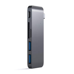 Satechi Aluminium Type-C Passthrough USB Hub (3x USB 3.0, MicroSD) - Space Grey (ST-TCUPM)