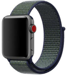 iUni Curea iUni compatibila cu Apple Watch Ultra/SE/8/7/6/5/4/3/2/1, 38mm, Nylon Sport, Woven Strap, Navy Blue/Green (508059)