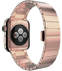 iUni Curea iUni compatibila cu Apple Watch 1/2/3/4/5/6/7, 42mm, Link Bracelet, Otel Inoxidabil, Rose Gold (515927)
