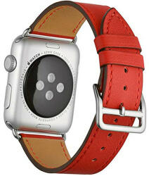 iUni Curea iUni compatibila cu Apple Watch 1/2/3/4/5/6/7, 38mm, Single Tour, Piele, Rosu (511530)