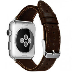 iUni Curea iUni compatibila cu Apple Watch 1/2/3/4/5/6/7, 38mm, Vintage, Piele, Dark Coffee (503207)