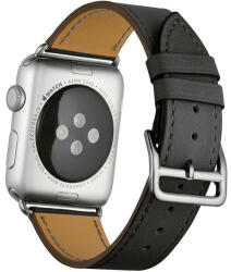 iUni Curea iUni compatibila cu Apple Watch 1/2/3/4/5/6/7, 38mm, Single Tour, Piele, Negru (511493)