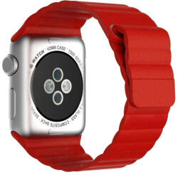 iUni Curea iUni compatibila cu Apple Watch 1/2/3/4/5/6/7, 42mm, Leather Loop, Piele, Red (510960)