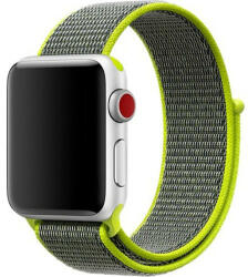 iUni Curea iUni compatibila cu Apple Watch 1/2/3/4/5/6/7, 38mm, Nylon Sport, Woven Strap, Grey/Electric Green (507977)