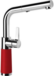 SCHOCK SC-540 Baterie chiuveta bucatarie aspect granit Cristadur monocomanda cu dus extractibil, crom/rosu (rouge) (557120ROSU)