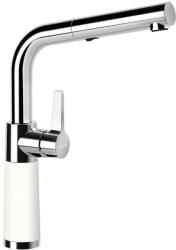 SCHOCK SC-540 Baterie chiuveta bucatarie aspect granit Cristalite monocomanda cu dus extractibil, crom/alb (alpina) (557120ALPI)