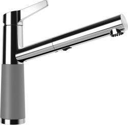 SCHOCK SC-510 Baterie chiuveta bucatarie aspect granit Cristalite monocomanda cu dus extractibil, crom/gri (croma) (554120CROM)
