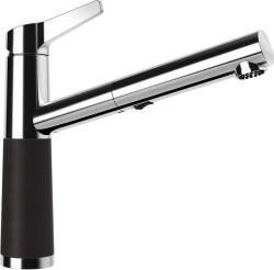 SCHOCK SC-510 Baterie chiuveta bucatarie aspect granit Cristalite monocomanda cu dus extractibil, crom/negru (nero) (554120NERO)