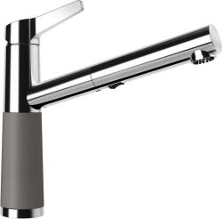 SCHOCK SC-510 Baterie chiuveta bucatarie aspect granit Cristadur monocomanda cu dus extractibil, crom/gri (silverstone) (554120SILV)