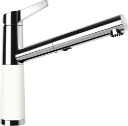 SCHOCK SC-510 Baterie chiuveta bucatarie aspect granit Cristalite monocomanda cu dus extractibil, crom/alb (alpina) (554120ALPI)