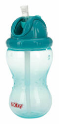Nuby - Cana cu pai anti-alunecare, Cu inchidere etansa, Plastic, 360 ml, 12+ luni, Albastru (NV0404001AQ) Set pentru masa bebelusi