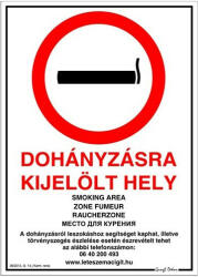 Piktogram Dohányzásra kijelölt hely 21x30 cm többnyelvű új