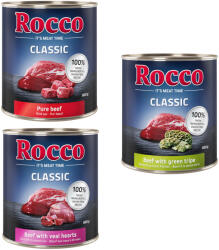 Rocco Rocco Classic Pachet mixt de testare 6 x 800 g - Mix cu vită: Vită pură, și inimi vițel, rumen