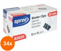 SPREE Set 34 x Binder Clips din Plastic, Spree, 25 mm (HOK-34xKH-SP82025)