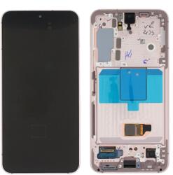 Samsung S901 Galaxy S22 2022 Előlap Keret+LCD Kijelző+Érintőpanel, Pink Gold, Rózsaarany (GH82-27520D, GH82-27521D) Service Pack