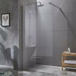 Diplon Walk-in 90 cm széles zuhanyfal króm kerettel, 8 mm edzett áttetsző üveggel, 195 cm magas (BP6611-90)