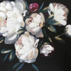 Eurofirany Virágos növényt ábrázoló kézzel festett falikép 398 Fekete/fehér 80x80 cm
