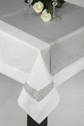 Eurofirany Klara exkluzív asztalterítő kristály díszítéssel Acélszürke 145x350 cm