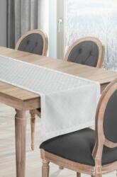 Eurofirany Klara2 fényes szállal szőtt jacquard mintás asztali futó Fehér 40x140 cm