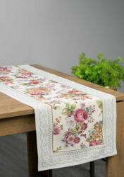 Eurofirany Virágmintás gobelin asztali futó Világosszürke 40x100 cm +/- 5%