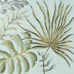 Eurofirany Növényi motívumot ábrázoló kézzel festett falikép 446a Zöld/Arany 60x60 cm