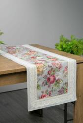 Eurofirany Virágmintás gobelin asztali futó Szürke/rózsaszín 45x140 cm +/-5%