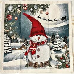 Mondo Italia Gobelin asztalterítő Hóember 90x90 cm Chenille IT07