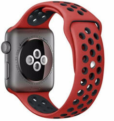 iUni Curea iUni compatibila cu Apple Watch 1/2/3/4/5/6/7, 42mm, Silicon Sport, Rosu/Negru (5029)