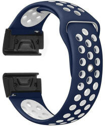 iUni Curea ceas Smartwatch Garmin Fenix 7X / 6X / 5X Plus / 5X / 3 HR / 3, 26 mm iUni Silicon Sport Albastru-Alb (512483)