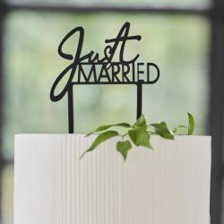 Ginger Ray Decorațiune pentru tort - Just married, negru
