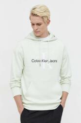 Calvin Klein pamut melegítőfelső zöld, férfi, nyomott mintás, kapucnis - zöld L