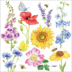 PPD Flowers & Bees papírszalvéta 33x33cm, 20db-os - szep-otthon