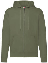 Fruit of the Loom Férfi Pulóver Kapucnis Hosszú ujjú Fruit of the Loom Classic Hooded Sweat Jacket - 2XL, Oliva zöld
