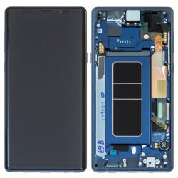 Samsung N960 Galaxy Note9 Előlap Keret+LCD Kijelző+Érintőpanel, Kék, Ocean Blue (GH97-22269B, 22270B, GH82-23737B) Service Pack