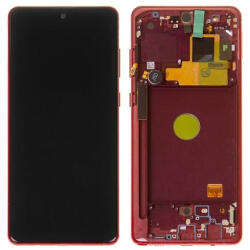 Samsung N770 Note10 Lite Előlap Keret+LCD Kijelző+Érintőpanel, Piros, Aura Red (GH82-22055C, 22193C, 22194C, 22192C) Service Pack