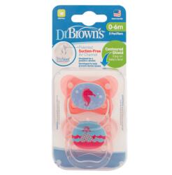 Dr. Brown's Set 2 suzete silicon PreVent design Fluture Roz, 0-6 luni, Dr Brown`s