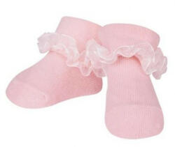 Yo! Baby pamut zokni csipkés 0-3 hó - pink - babyshopkaposvar