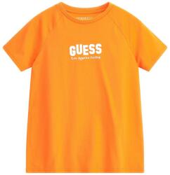 GUESS Тениска с къс ръкав за момче в оранжево с надпис Guess в бяло
