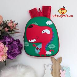 Păpușenia Rucsac Grădiniță Dino 3D - Roșu+Verde