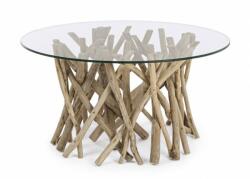 Bizzotto Masuta lemn maro blat sticla Samira 80x80x40 cm (0680413) Masa de cafea
