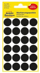AVERY Etikett AVERY 3003 jelölőpont 18 mm fekete 96 címke/doboz 4 ív/doboz (3003) - forpami