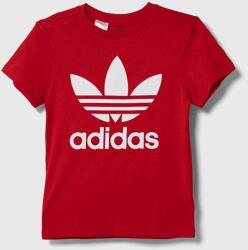 Adidas pamut póló TREFOIL piros, nyomott mintás - piros 146