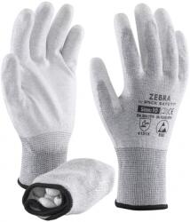 ROCK SAFETY Manusi ESD din poliester din fibra de carbon cu palma imersata in PU, marime: 10, Gri, Rock Safety Zebra-V ZEBRA-V/10
