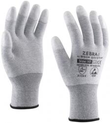 ROCK SAFETY Manusi ESD din poliester din fibra de carbon cu varfurile degetelor imersate in PU, marime: 08, Gri, Rock Safety Zebra-1 ZEBRA-1/08
