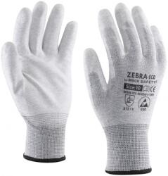 ROCK SAFETY Manusi ESD din poliester din fibra de carbon cu palma imersata in PU, versiune economica, marime: 09, Gri, Rock Safety Zebra-Eco ZEBRA-ECO/09
