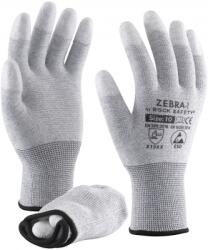 ROCK SAFETY Manusi ESD din poliester din fibra de carbon cu varfurile degetelor imersate in PU, marime: 07, Gri, Rock Safety Zebra-1-V ZEBRA-1-V/07